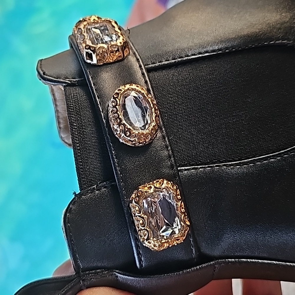 Steve Madden DRIP'IN DIAMONDS BOOT Amulet black rhinestone charm bracelet 6.5 - Picture 9 of 15